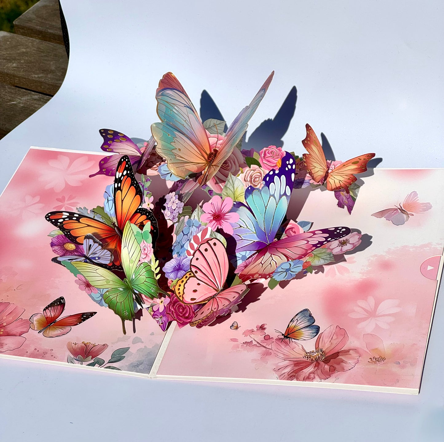 Pink Butterfly Garden 3D Pop Up Card