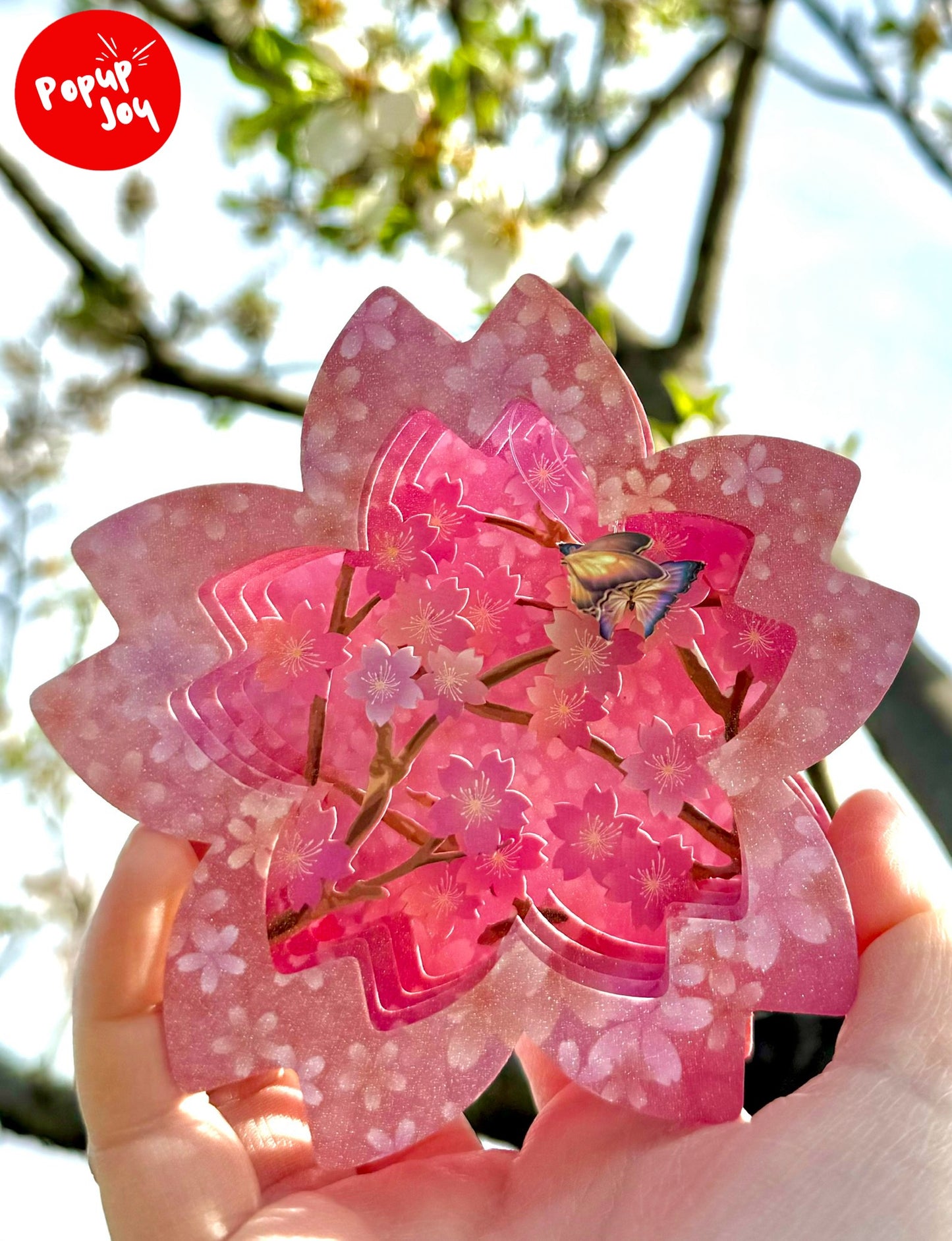 Sakura and Butterfly, Cherry Blossom Flower 3D Pop Up Card