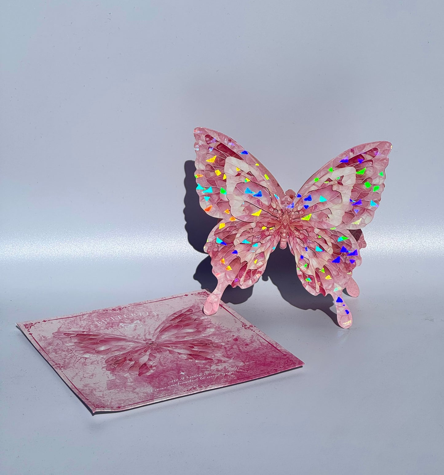 Butterfly Shape Ice Crystal and Hollowing Art Card Starlight