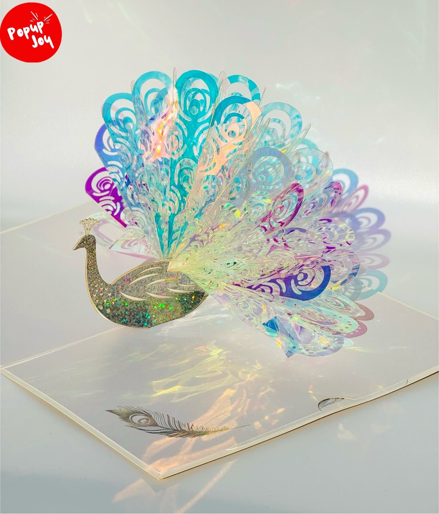 Crystal Rainbow Peacock 3D Pop Up Card
