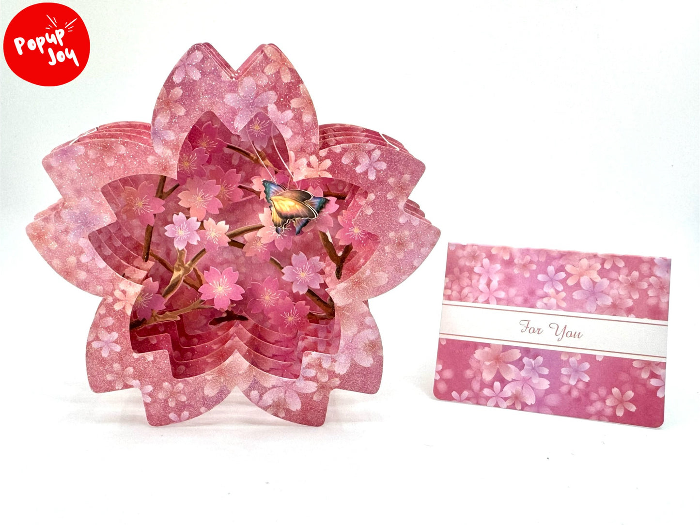 Sakura and Butterfly, Cherry Blossom Flower 3D Pop Up Card
