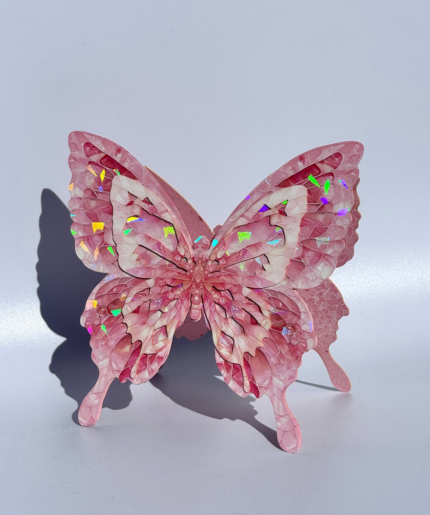 Butterfly Shape Ice Crystal and Hollowing Art Card Starlight
