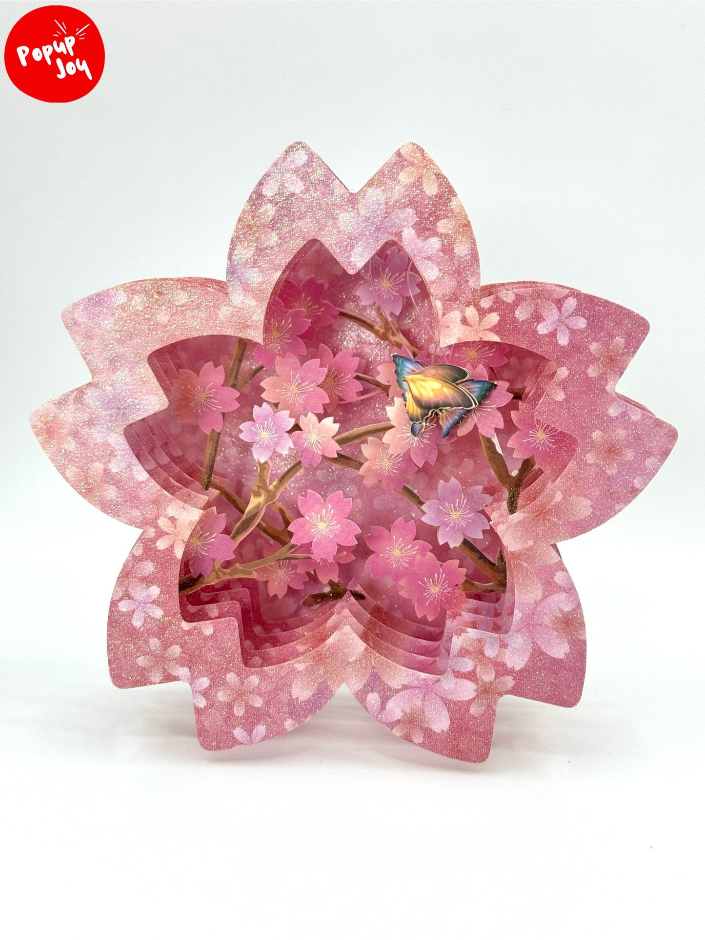 Sakura and Butterfly, Cherry Blossom Flower 3D Pop Up Card