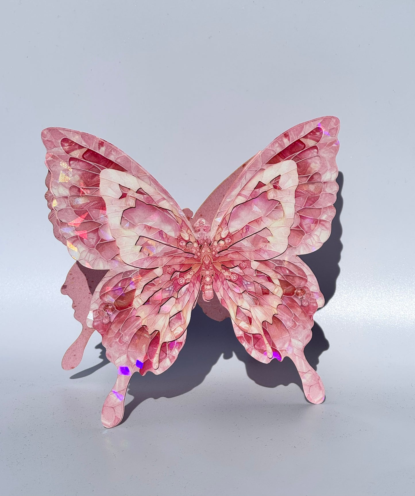 Butterfly Shape Ice Crystal and Hollowing Art Card Starlight