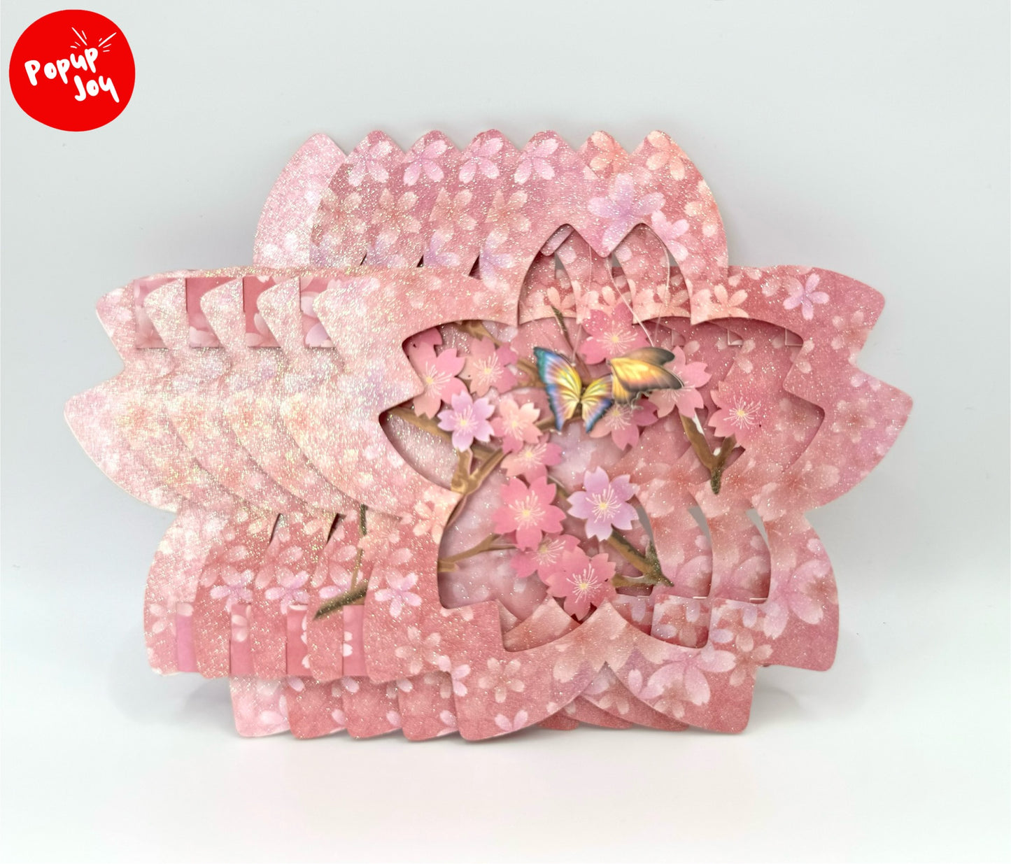Sakura and Butterfly, Cherry Blossom Flower 3D Pop Up Card