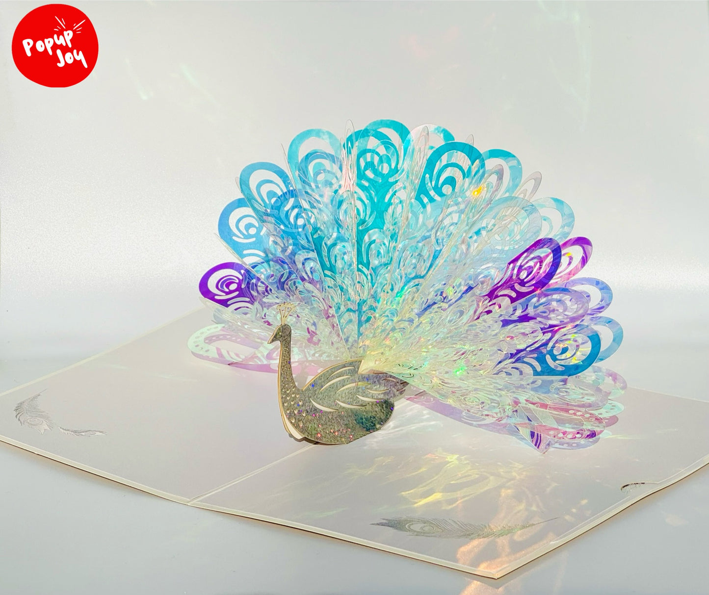 Crystal Rainbow Peacock 3D Pop Up Card