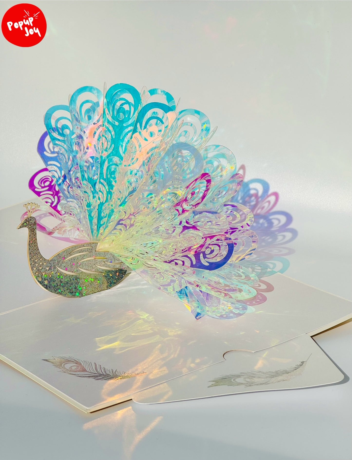 Crystal Rainbow Peacock 3D Pop Up Card