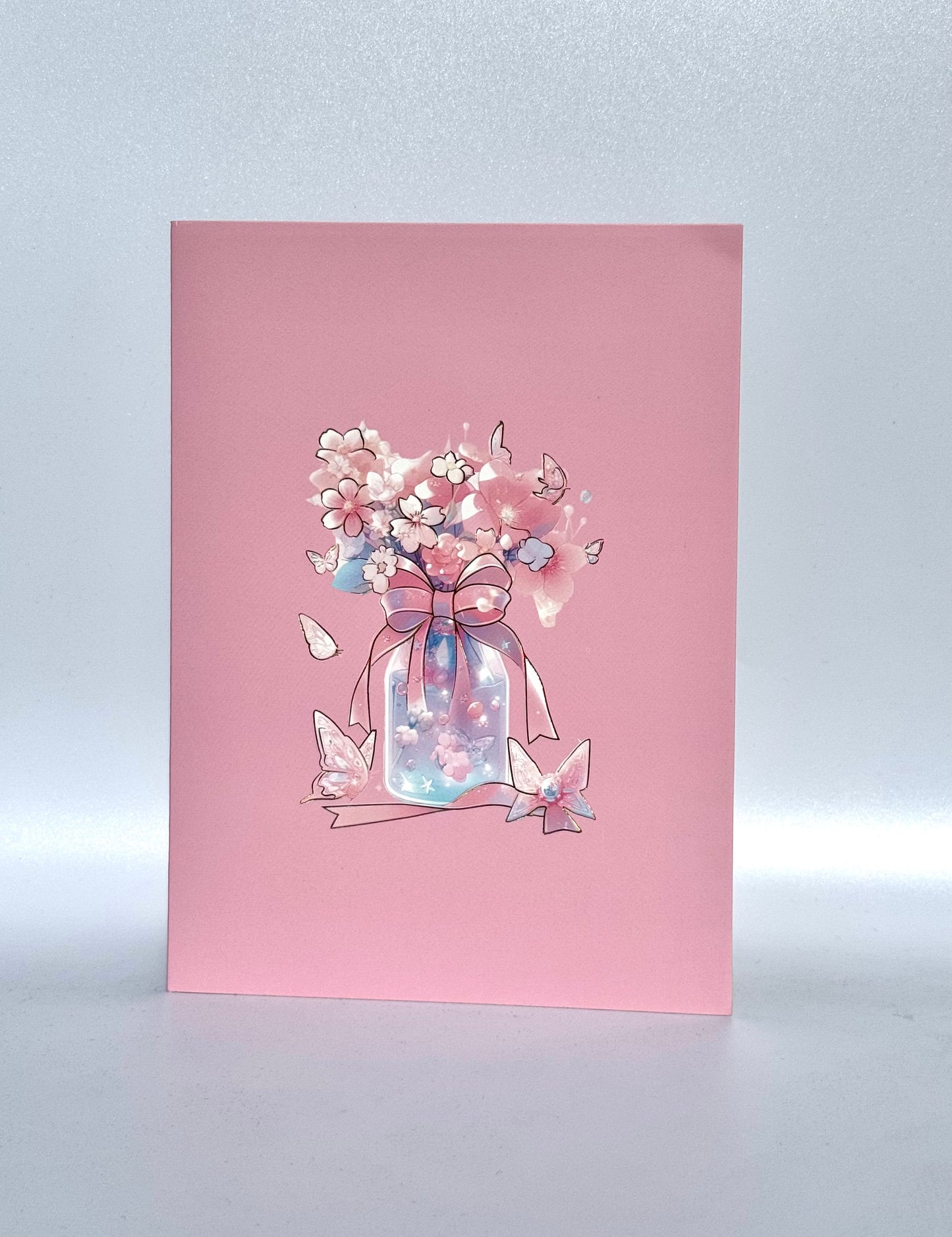 Pink Butterfly Garden 3D Pop Up Card