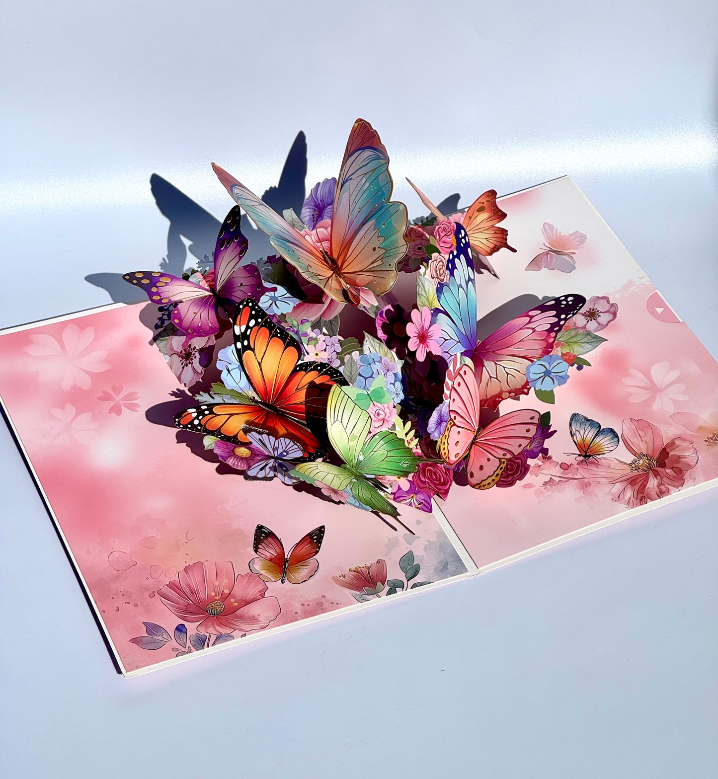Pink Butterfly Garden 3D Pop Up Card