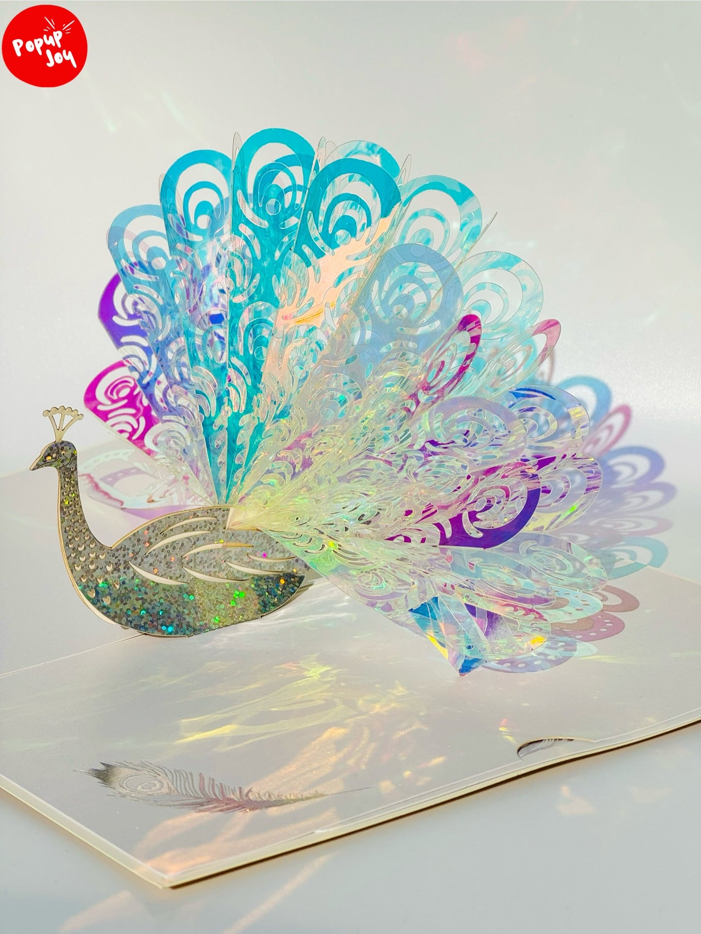 Crystal Rainbow Peacock 3D Pop Up Card
