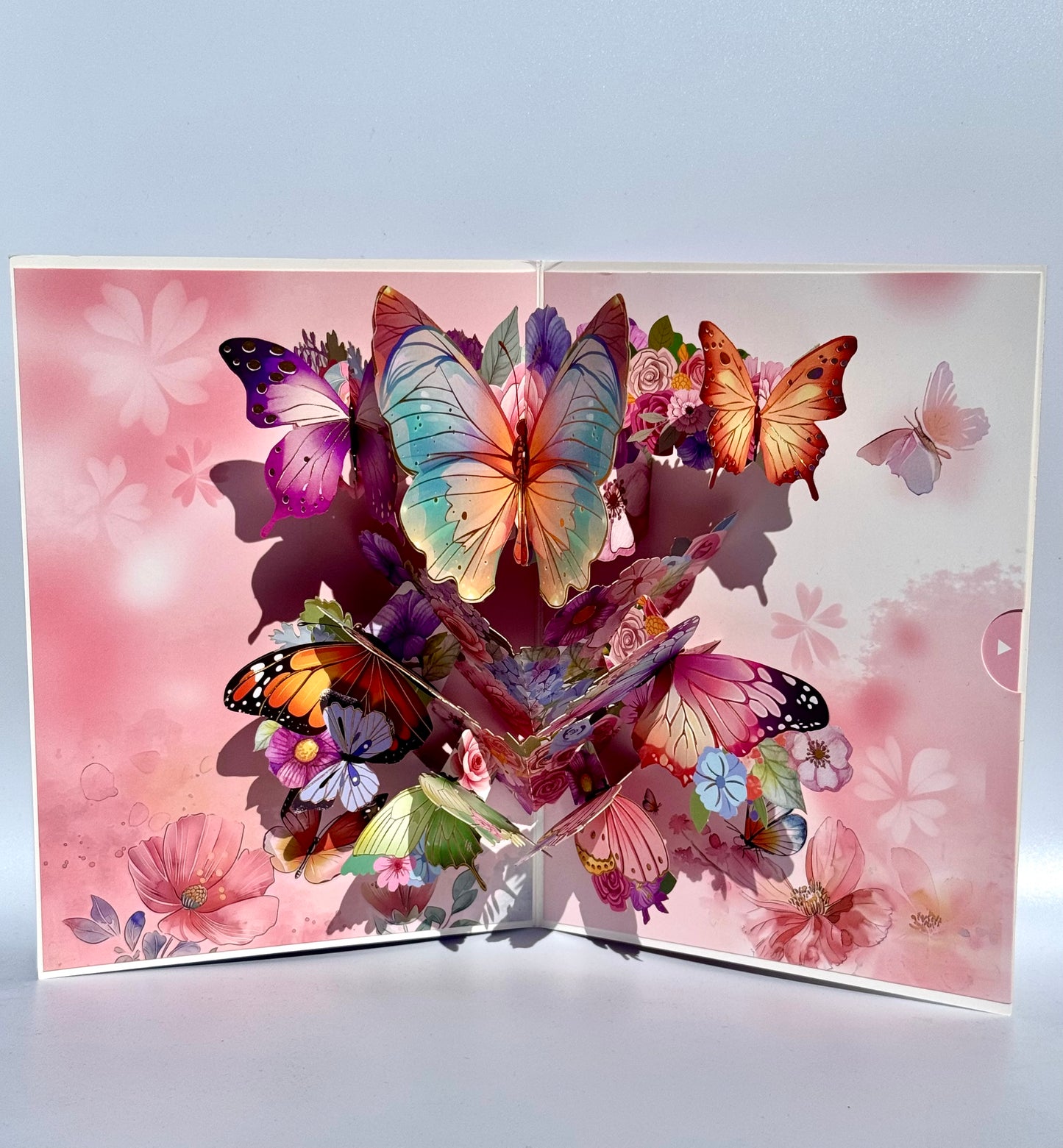 Pink Butterfly Garden 3D Pop Up Card