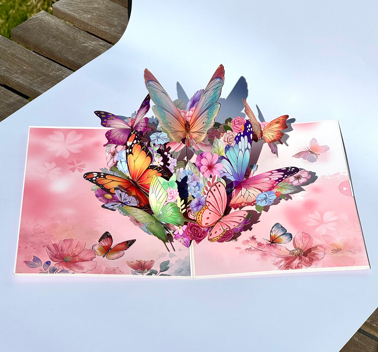 Pink Butterfly Garden 3D Pop Up Card