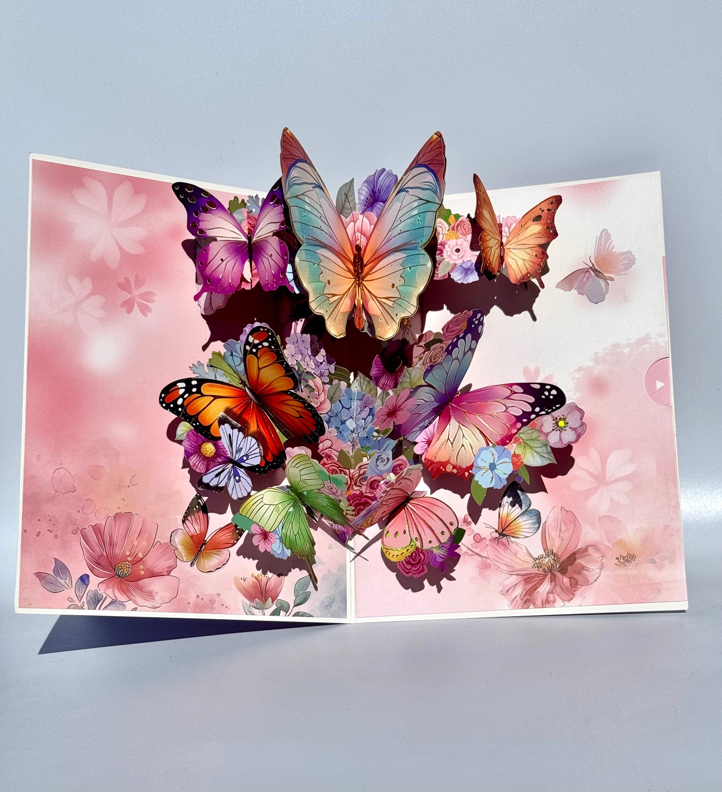 Pink Butterfly Garden 3D Pop Up Card