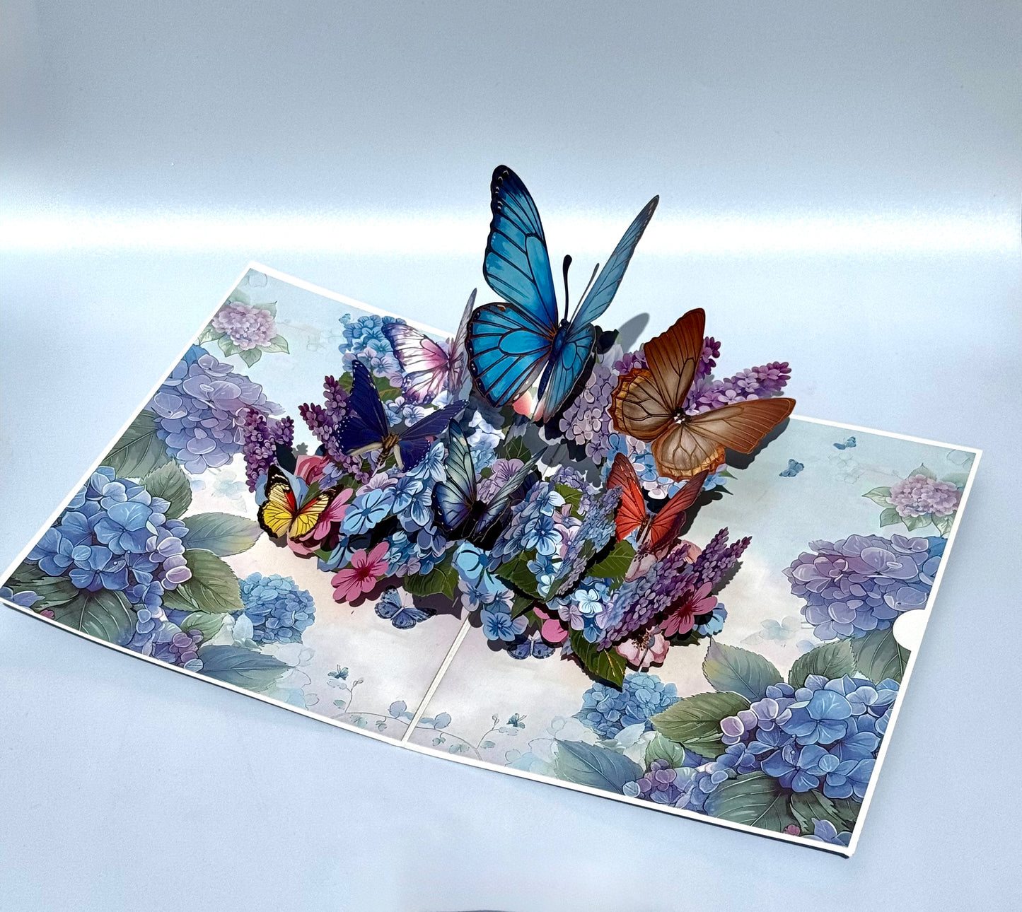 Blue 3D Butterfly Garden Pop-Up Card: Greeting Card, Birthday Card, Anniversary Card, Mother’s Day Card