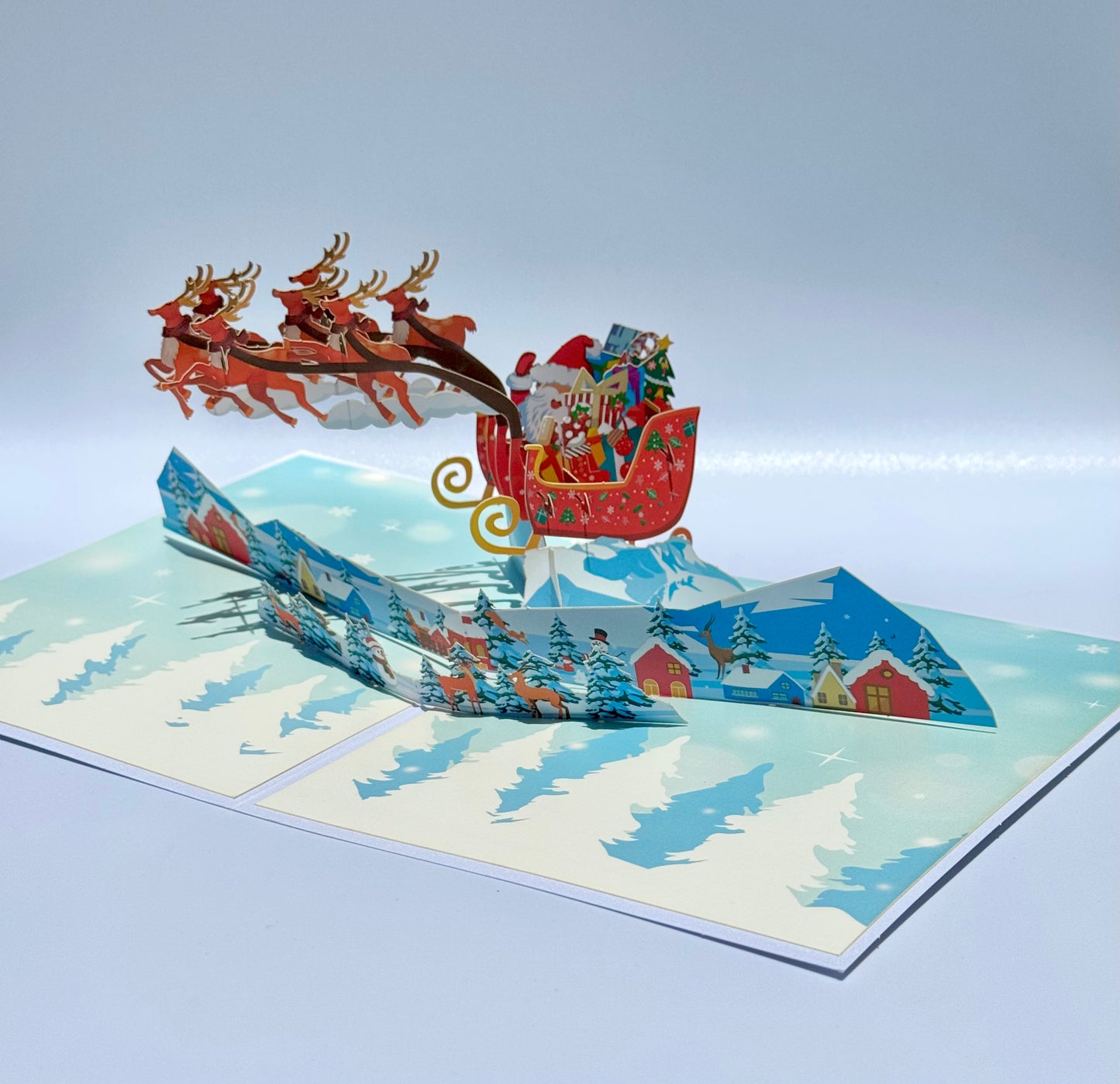 Reindeers and Santa Claus 3D Pop Up Card