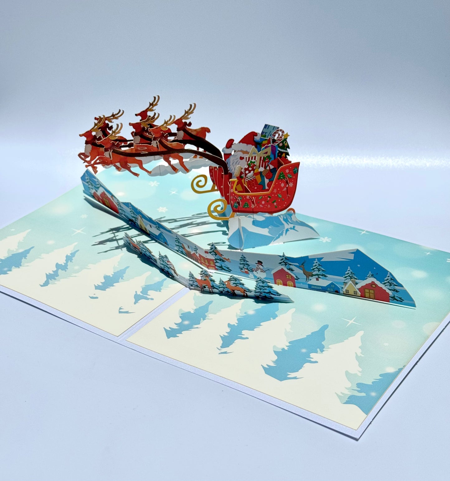 Reindeers and Santa Claus 3D Pop Up Card