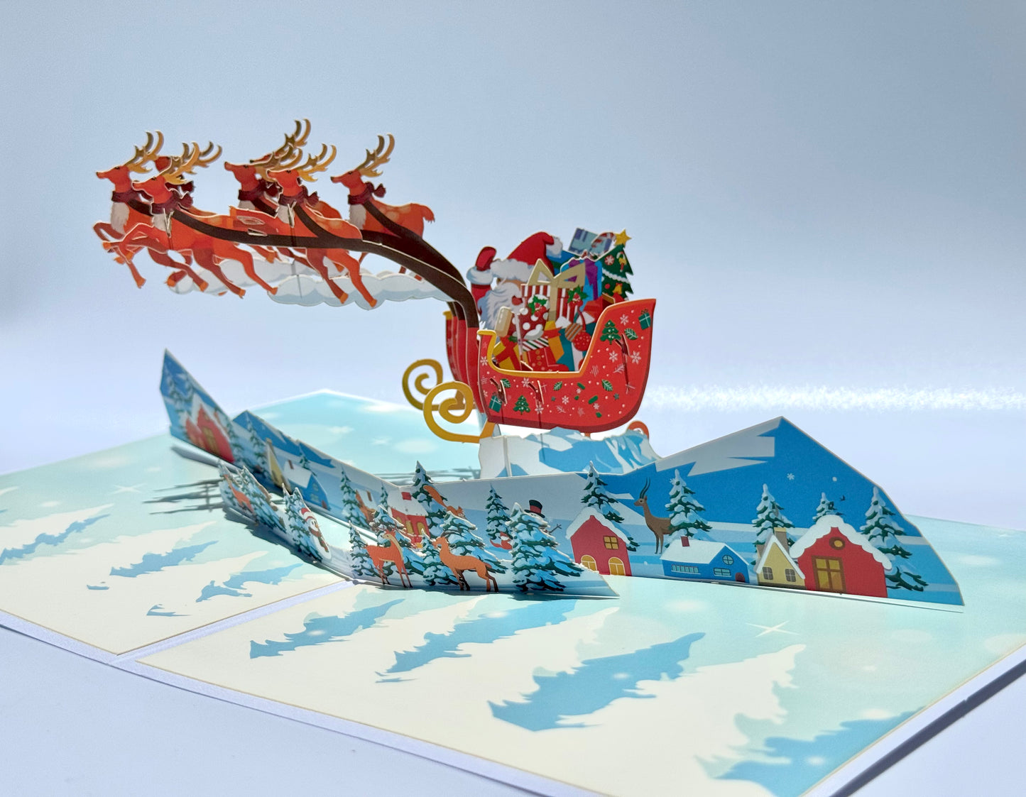 Reindeers and Santa Claus 3D Pop Up Card