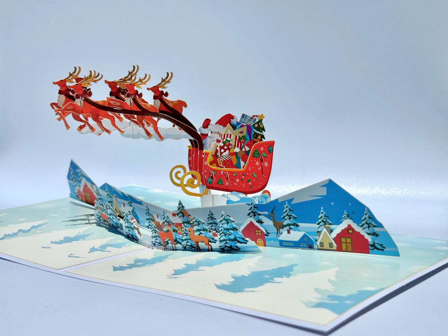 Reindeers and Santa Claus 3D Pop Up Card