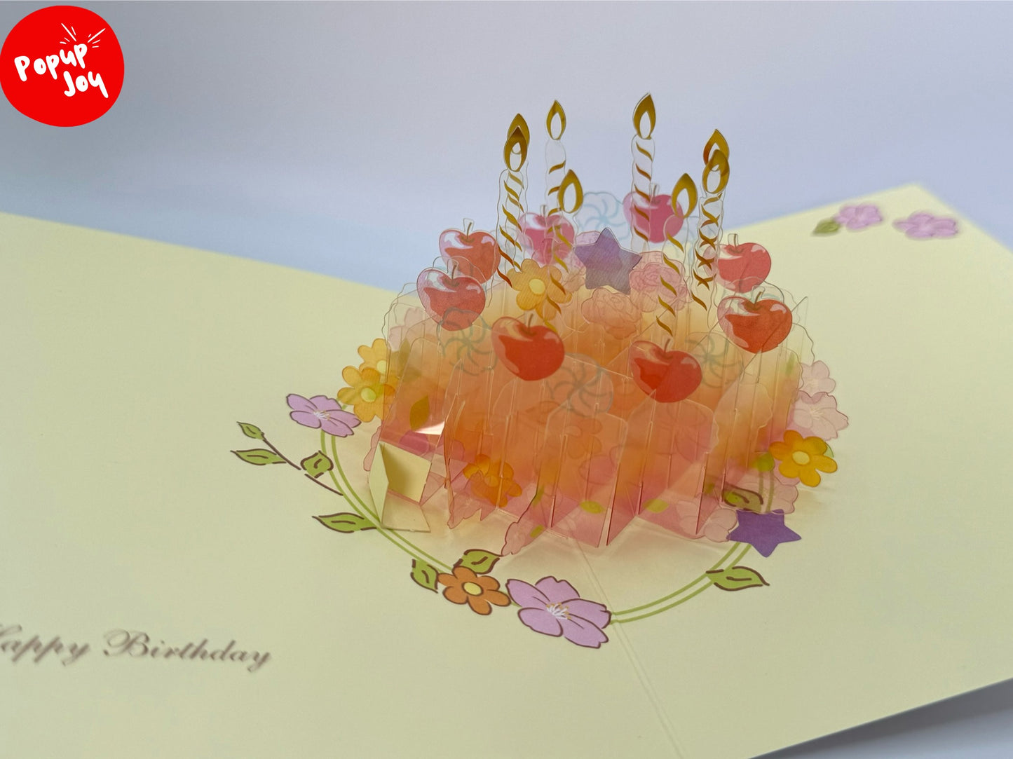 Crystal Cherry Birthday Cake 3D Pop Up Card