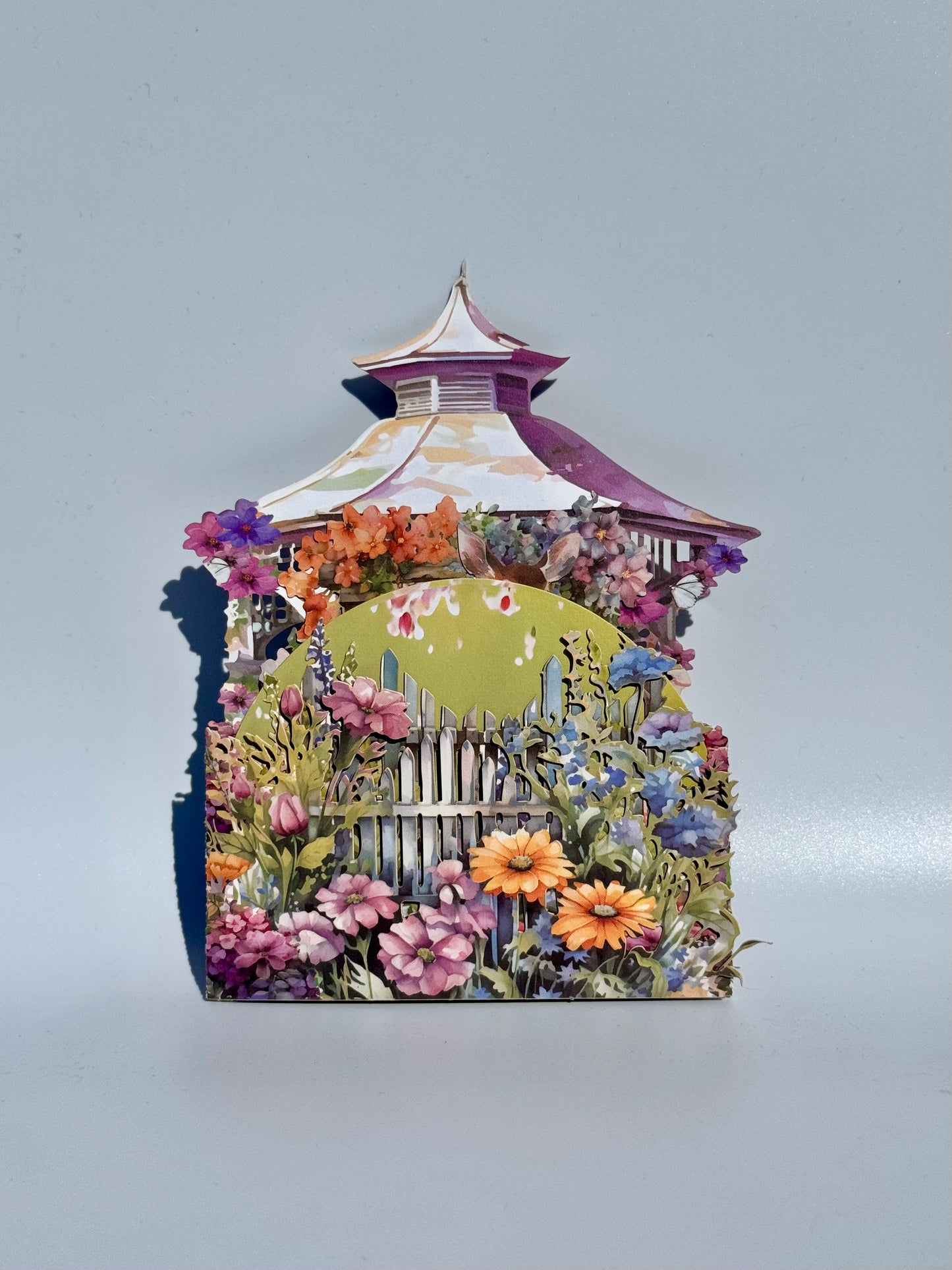 Enchanted Garden Deer 3D Pop Up Card, Floral Gazebo Greeting Card, Mother’s Day, Birthday, Anniversary Gift for Nature Lovers