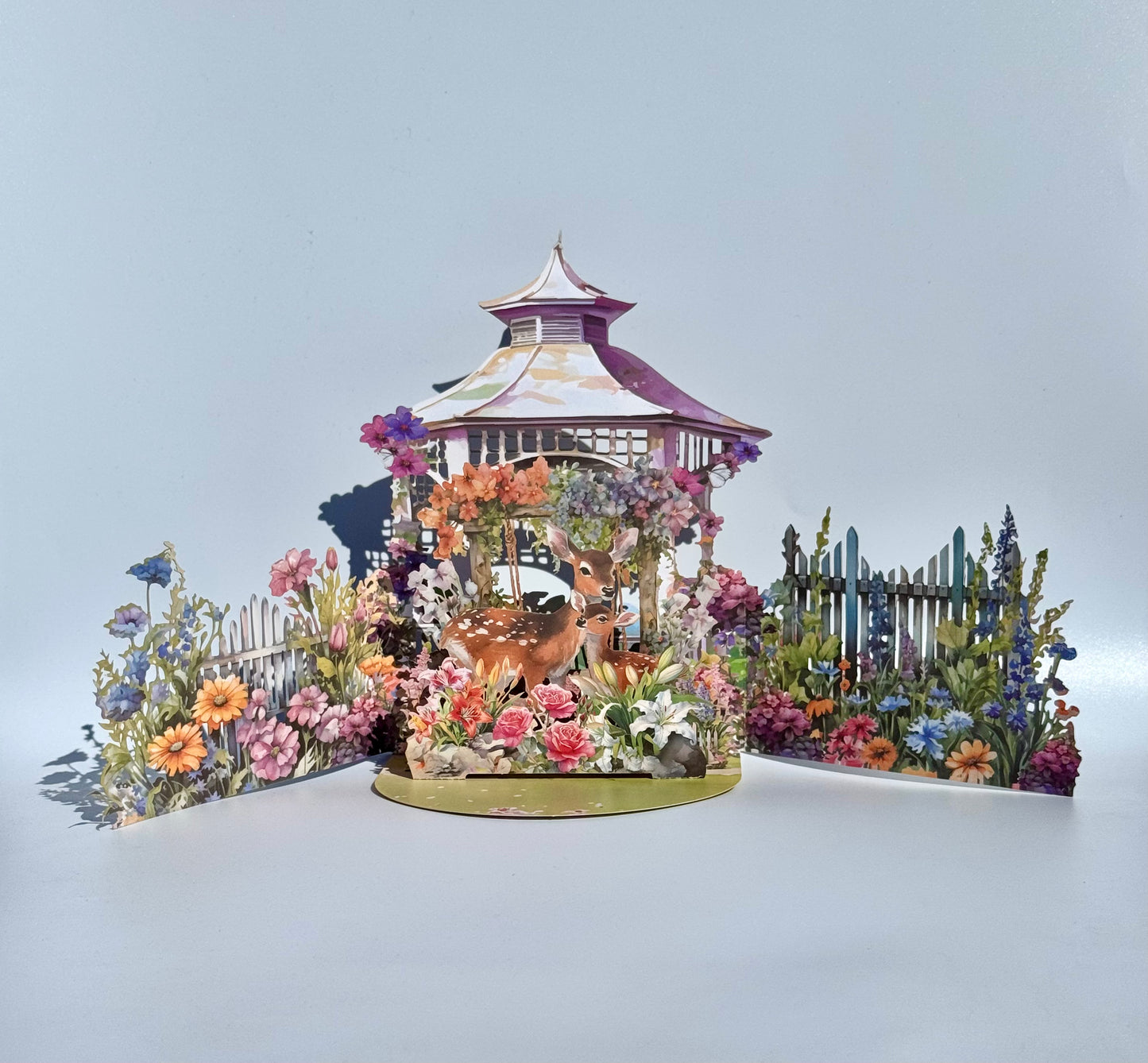 Enchanted Garden Deer 3D Pop Up Card, Floral Gazebo Greeting Card, Mother’s Day, Birthday, Anniversary Gift for Nature Lovers