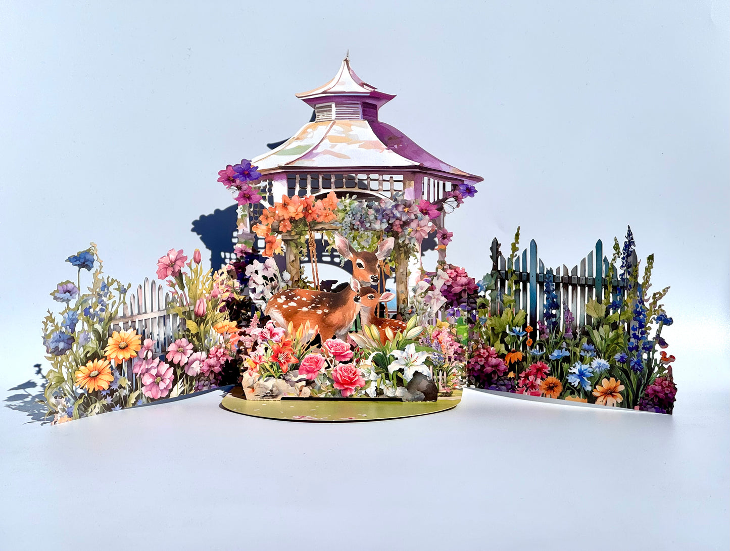 Enchanted Garden Deer 3D Pop Up Card, Floral Gazebo Greeting Card, Mother’s Day, Birthday, Anniversary Gift for Nature Lovers