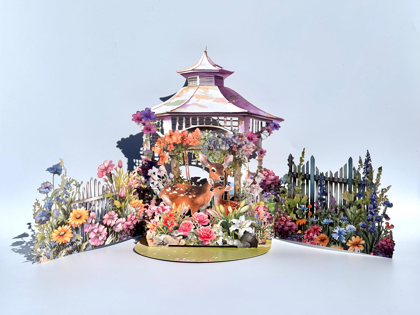 Enchanted Garden Deer 3D Pop Up Card, Floral Gazebo Greeting Card, Mother’s Day, Birthday, Anniversary Gift for Nature Lovers