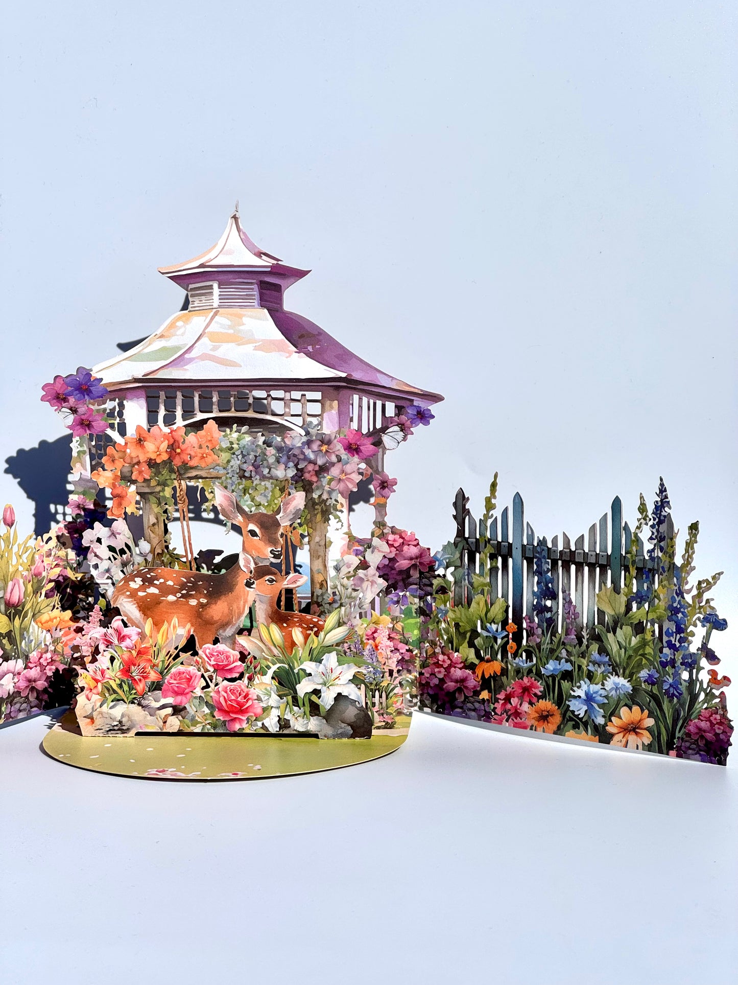 Enchanted Garden Deer 3D Pop Up Card, Floral Gazebo Greeting Card, Mother’s Day, Birthday, Anniversary Gift for Nature Lovers