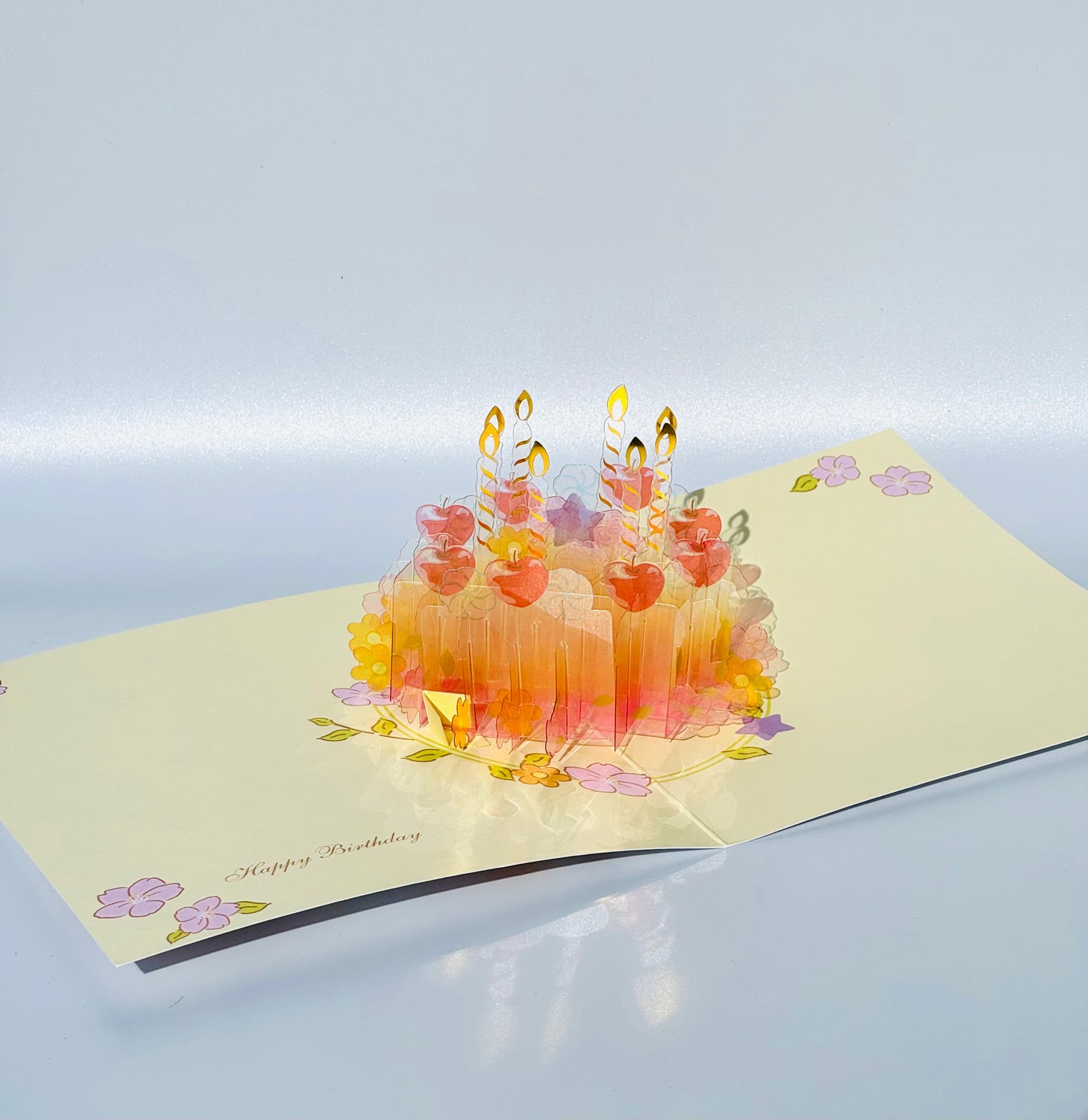 Crystal Cherry Birthday Cake 3D Pop Up Card
