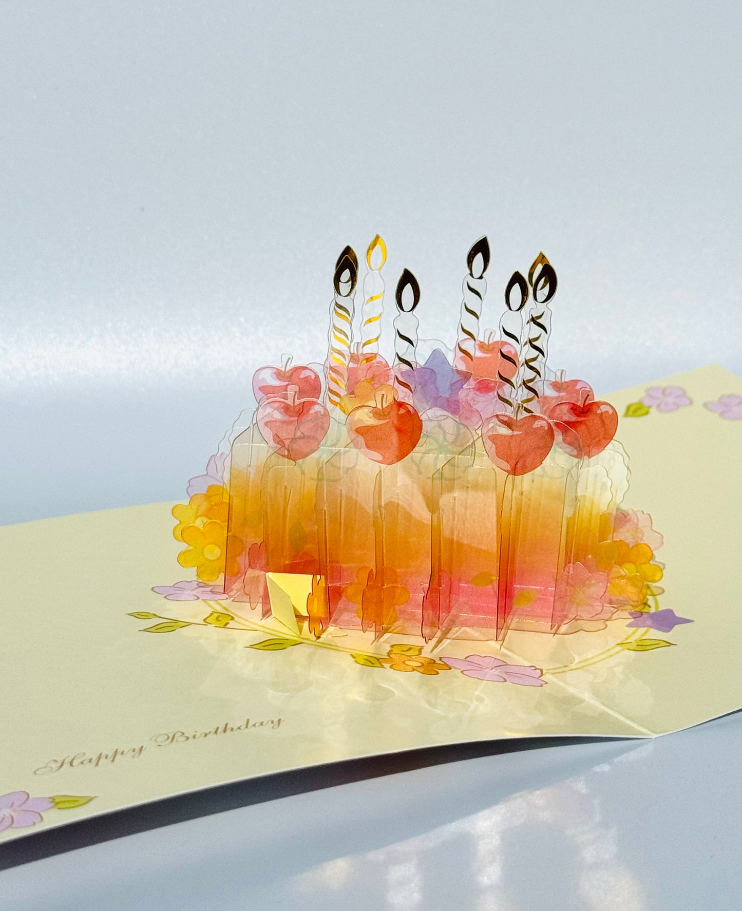 Crystal Cherry Birthday Cake 3D Pop Up Card