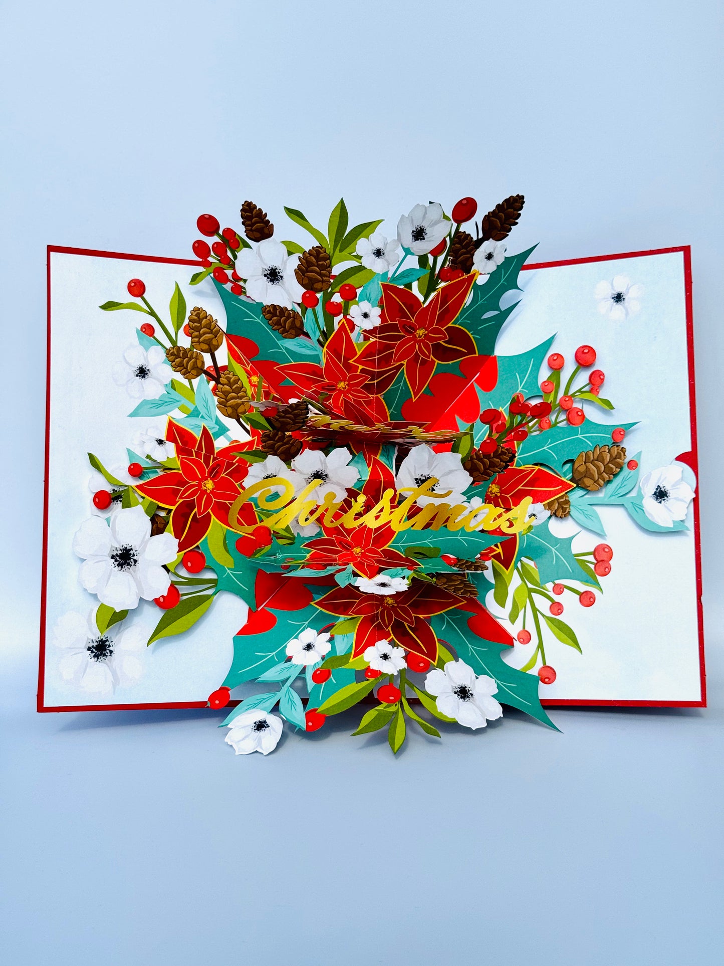 Christmas Poinsettia Bouquet 3D Pop Up Card