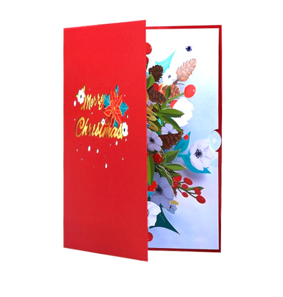 Christmas Poinsettia Bouquet 3D Pop Up Card
