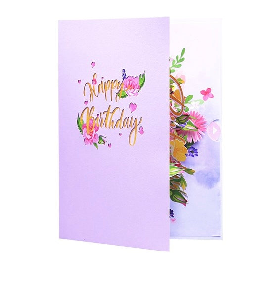 Happy Birthday Flowers Bouquet 3D Pop Up Card