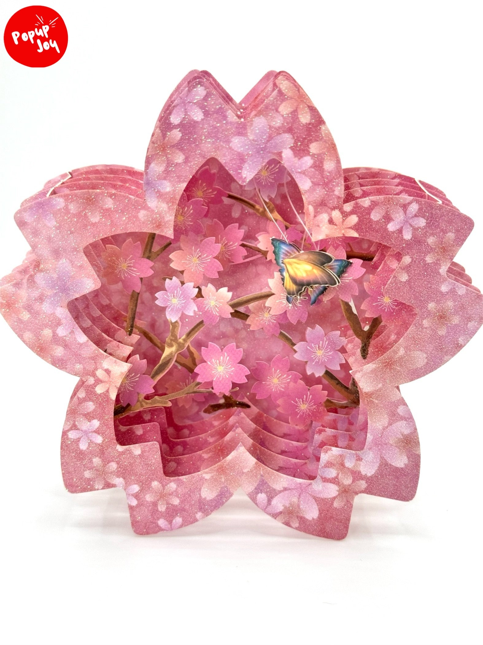 Sakura and Butterfly, Cherry Blossom Flower 3D Pop Up Card