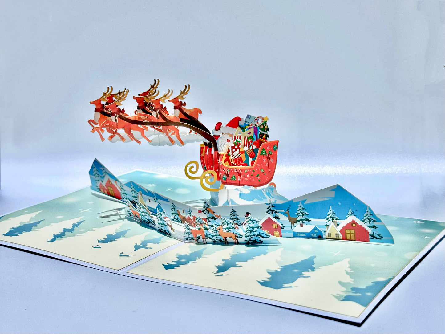 Reindeers and Santa Claus 3D Pop Up Card